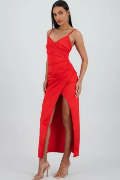 Shasa Maxi Satin Wrap Dress