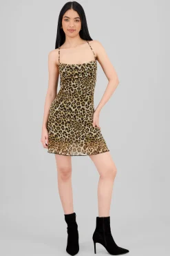 Shasa Mesh Animal Print Mini Dress