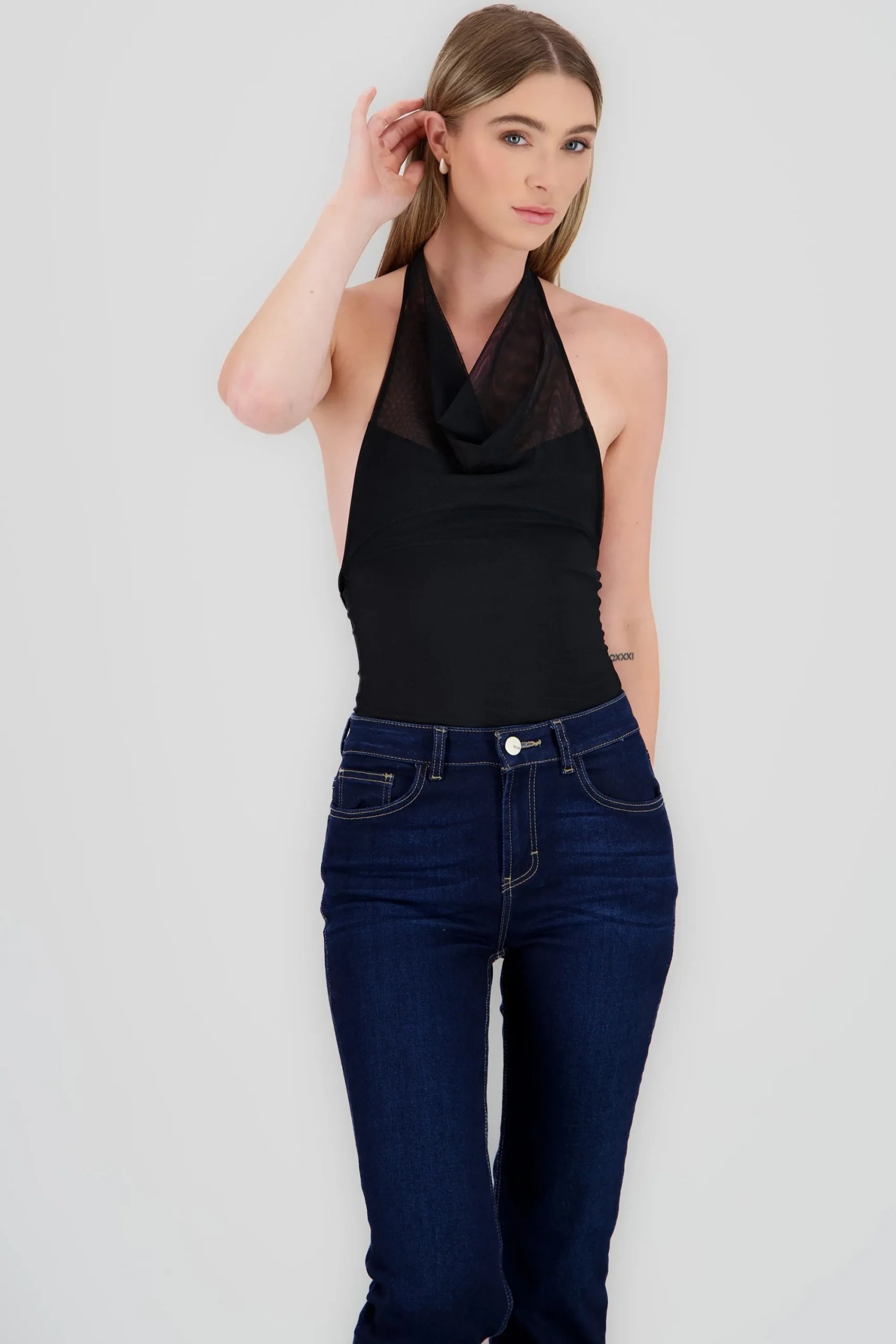 Shasa Mesh Halter Neck Bodysuit