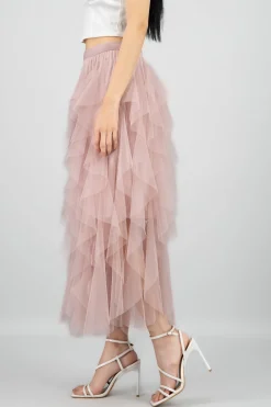 Shasa Mesh Layered Ruffled Skirt