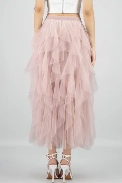Shasa Mesh Layered Ruffled Skirt
