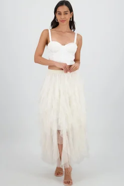 Shasa Mesh Layered Ruffled Skirt
