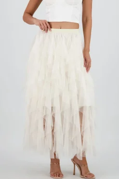Shasa Mesh Layered Ruffled Skirt