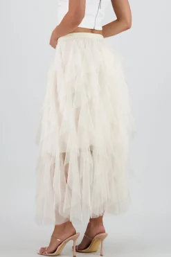 Shasa Mesh Layered Ruffled Skirt