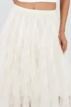 Shasa Mesh Layered Ruffled Skirt