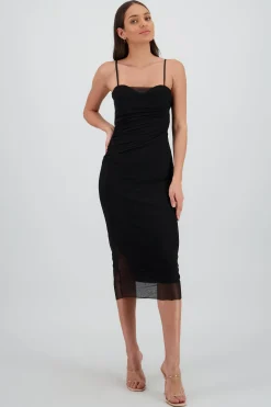 Shasa Mesh Midi Dress with Cups