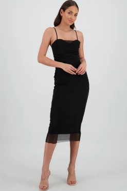 Shasa Mesh Midi Dress with Cups