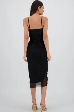 Shasa Mesh Midi Dress with Cups