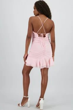 Shasa Mesh Mini Dress with Ruffles
