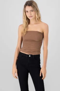 Shasa Mesh Strapless Top