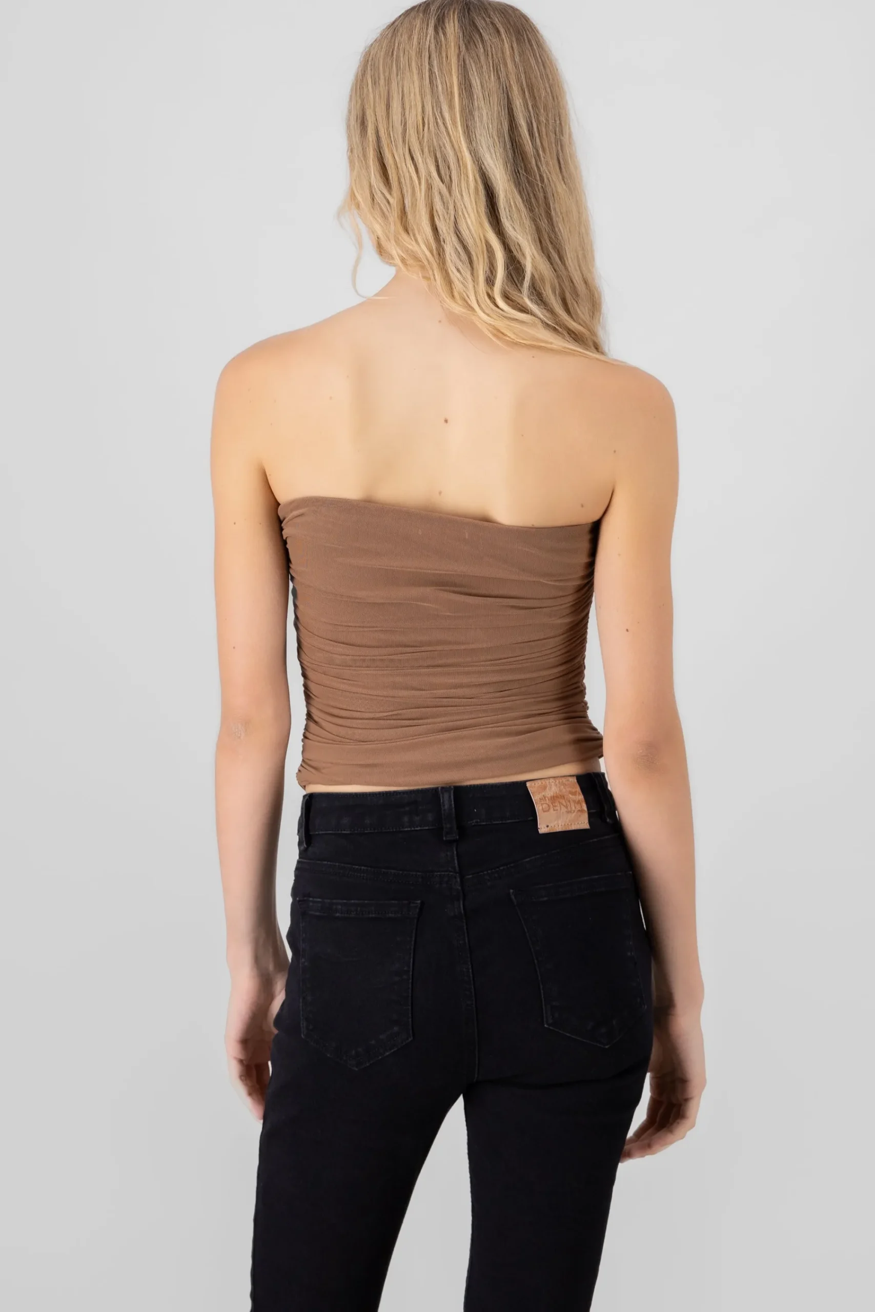 Shasa Mesh Strapless Top