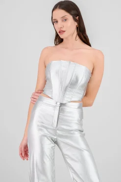 Shasa Metallic Boned Strapless Corset