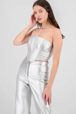Shasa Metallic Boned Strapless Corset