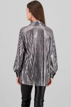 Shasa Metallic Striped Long Sleeve Shirt