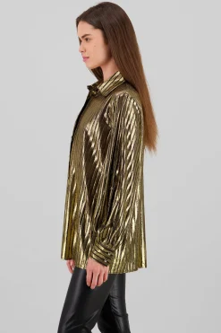 Shasa Metallic Striped Long Sleeve Shirt
