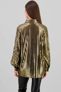 Shasa Metallic Striped Long Sleeve Shirt