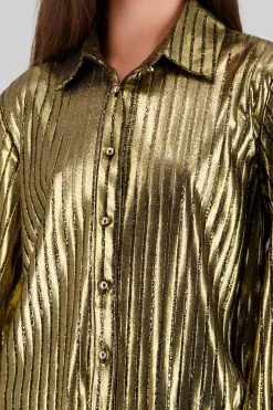 Shasa Metallic Striped Long Sleeve Shirt