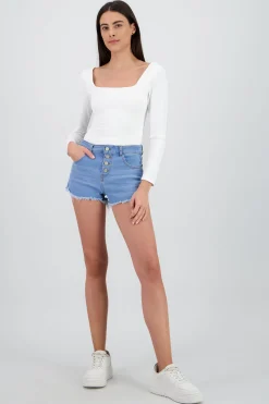Shasa Mid Rise Button Shorts
