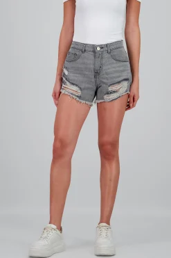 Shasa Mid Rise Distressed Shorts