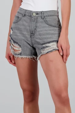 Shasa Mid Rise Distressed Shorts