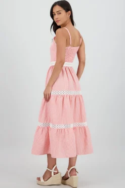 Shasa Midi Dress with Ruffles and Belt Detail
