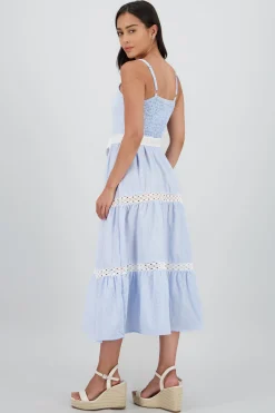 Shasa Midi Dress with Ruffles and Belt Detail