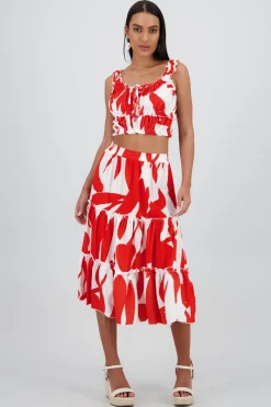 Shasa Midi ruffled skirt with waistband