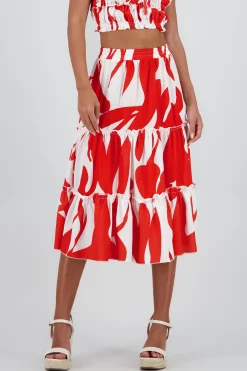 Shasa Midi ruffled skirt with waistband