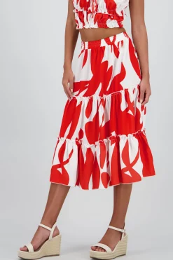 Shasa Midi ruffled skirt with waistband