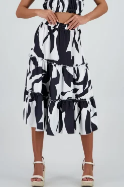 Shasa Midi ruffled skirt with waistband