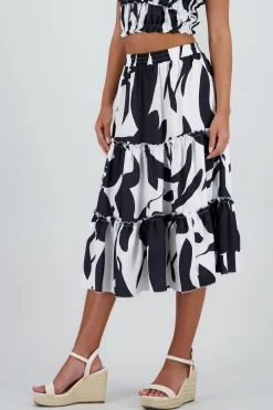 Shasa Midi ruffled skirt with waistband