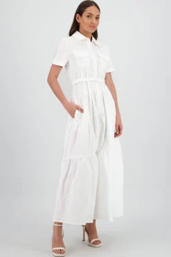 Shasa Midi Shirt Dress with Short Sleeves