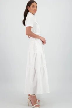 Shasa Midi Shirt Dress with Short Sleeves