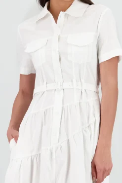 Shasa Midi Shirt Dress with Short Sleeves