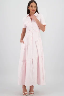Shasa Midi Shirt Dress with Short Sleeves