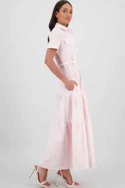 Shasa Midi Shirt Dress with Short Sleeves