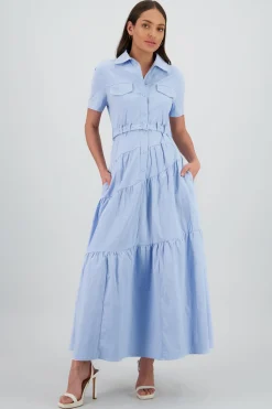 Shasa Midi Shirt Dress with Short Sleeves