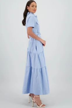 Shasa Midi Shirt Dress with Short Sleeves