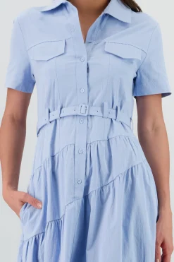Shasa Midi Shirt Dress with Short Sleeves