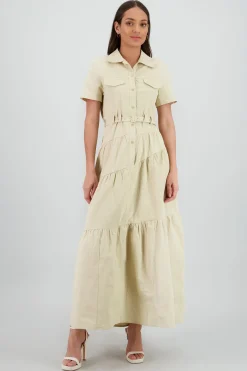 Shasa Midi Shirt Dress with Short Sleeves