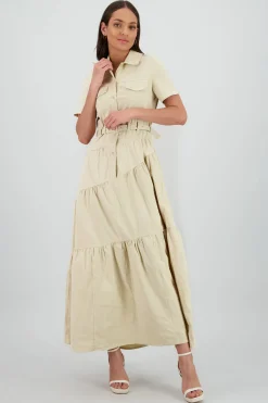 Shasa Midi Shirt Dress with Short Sleeves