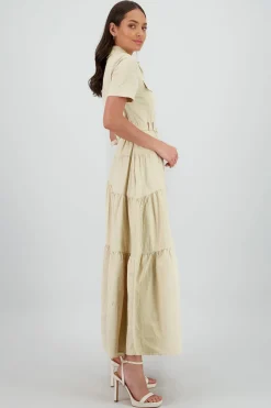 Shasa Midi Shirt Dress with Short Sleeves