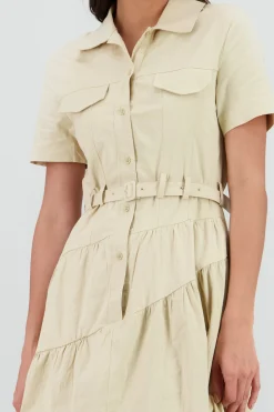 Shasa Midi Shirt Dress with Short Sleeves