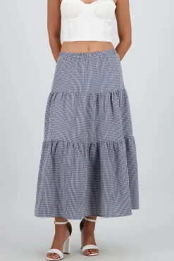 Shasa Midi Skirt with Elastic Waist and Ruffles