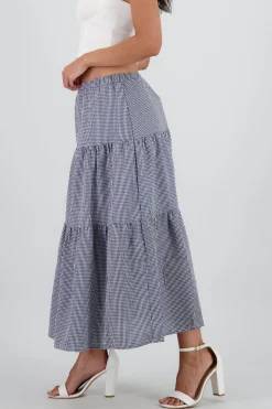 Shasa Midi Skirt with Elastic Waist and Ruffles