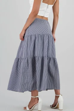 Shasa Midi Skirt with Elastic Waist and Ruffles