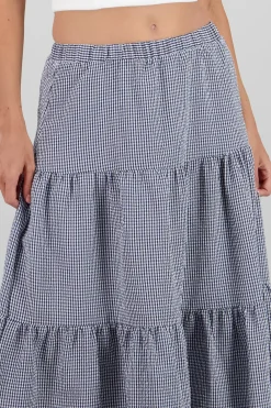 Shasa Midi Skirt with Elastic Waist and Ruffles