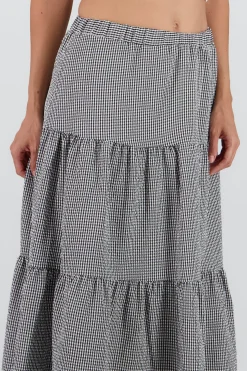 Shasa Midi Skirt with Elastic Waist and Ruffles