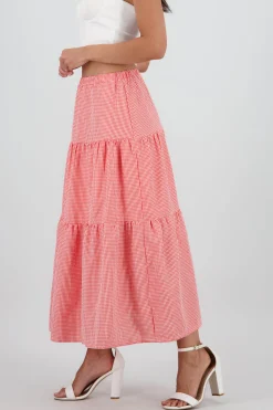 Shasa Midi Skirt with Elastic Waist and Ruffles