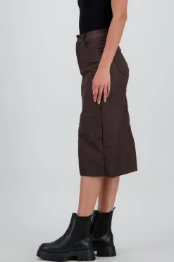 Shasa Midi Skirt with Faux Leather Detail
